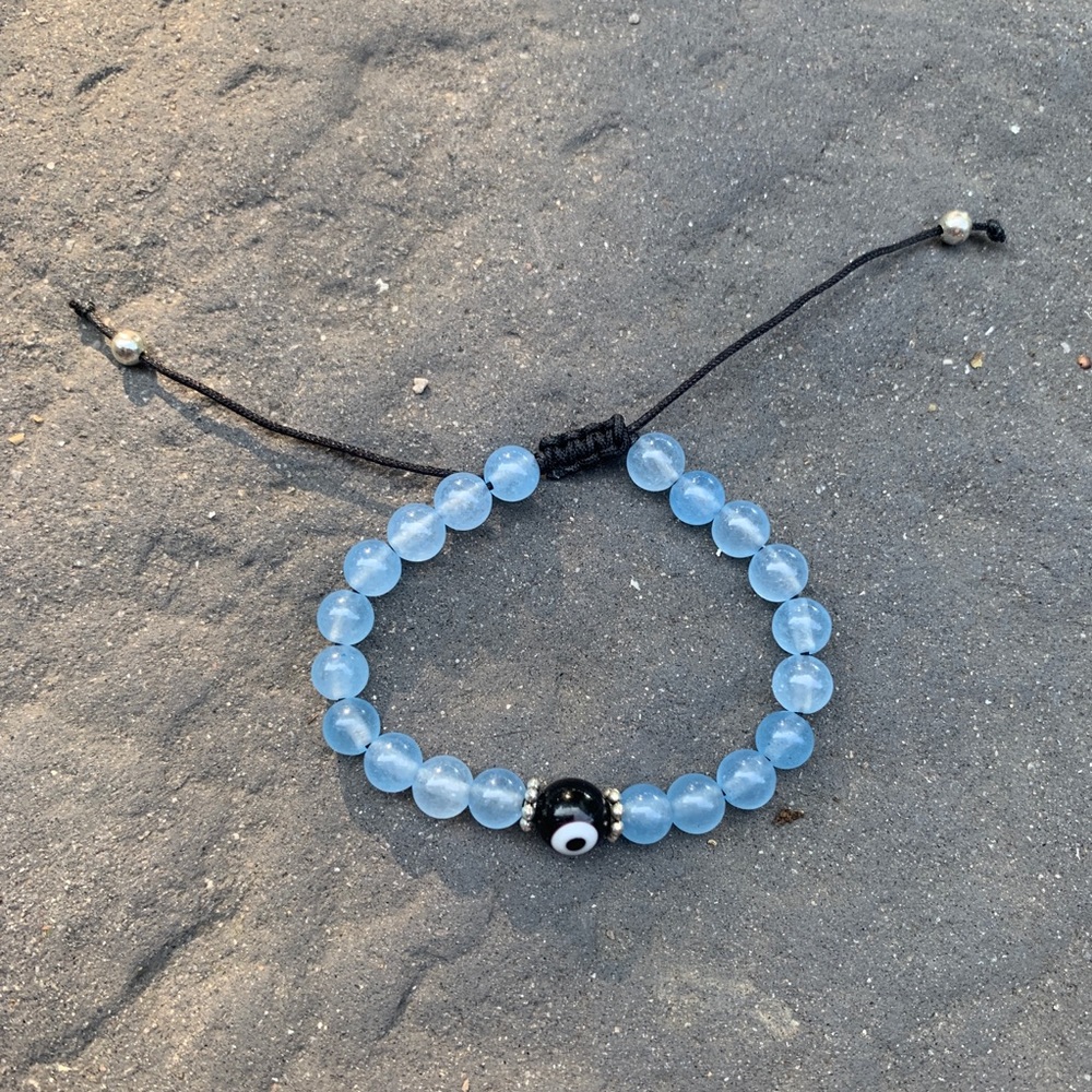 Aquamarine Evil Eye Gemstone Bracelet Vintage